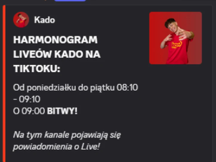 Tablica informacyjna z harmonogramem transmisji twórcy